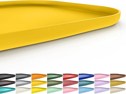 SMILOOL Waterproof Silicone Pet Food Mat with Raised Edge for Dog & Cat | 19" x 12" Non-Slip Pet Feeding Mats with Lip for Food & Water Bowl, Food Grade, Easy Cleaning, Vivid Yellow