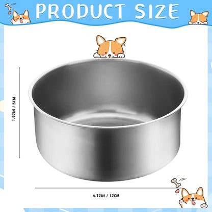 Silkfly 14 Pack Stainless Steel Hanging Dog Crate Bowls, Non-Spill Kennel Food & Water Bowls with Screw Clamp Holders, Removable, Easy to Clean Metal Cage Feeder for Pets(19 oz)