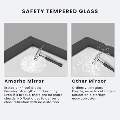 Amorho Black Bathroom Mirror, Living Room, Large Rectangle Vanity Mirrors.
