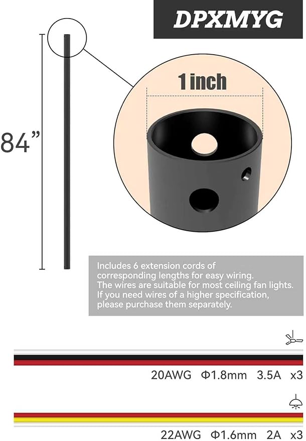 DPXMYG 84 inch Ceiling Fan Downrod