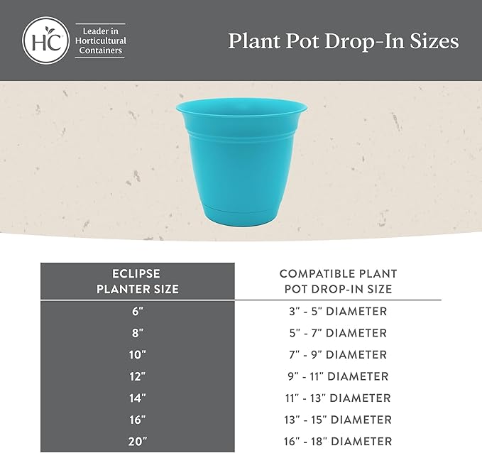 The HC Companies 6 Inch Eclipse Round Planter Pots with Drainage Holes & Attached Saucer, Lightweight UV-Resistant Plastic Indoor & Outdoor Planters, 4-Pack Flower Pots for Garden & Home Decor, Rose