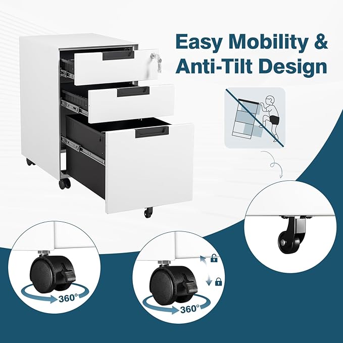 MIIIKO 3 Drawer Filing Cabinet