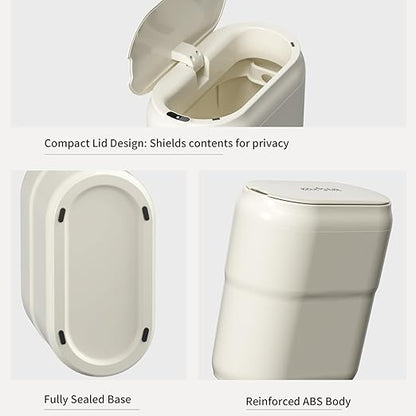Slim Motion Sensor Trash Can for Bathroom, Automatic Compact Touchless Garbage
