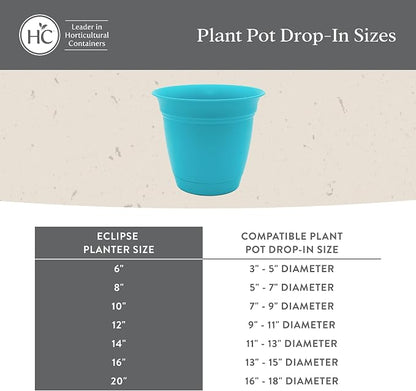 The HC Companies Eclipse Round Planter with Saucer - Outdoor & Indoor Plant Pot with Drainage Holes - Lightweight, UV-Resistant Plastic Pots for Plants, Flowers & Herbs (10" Seafoam, Pack of 1)
