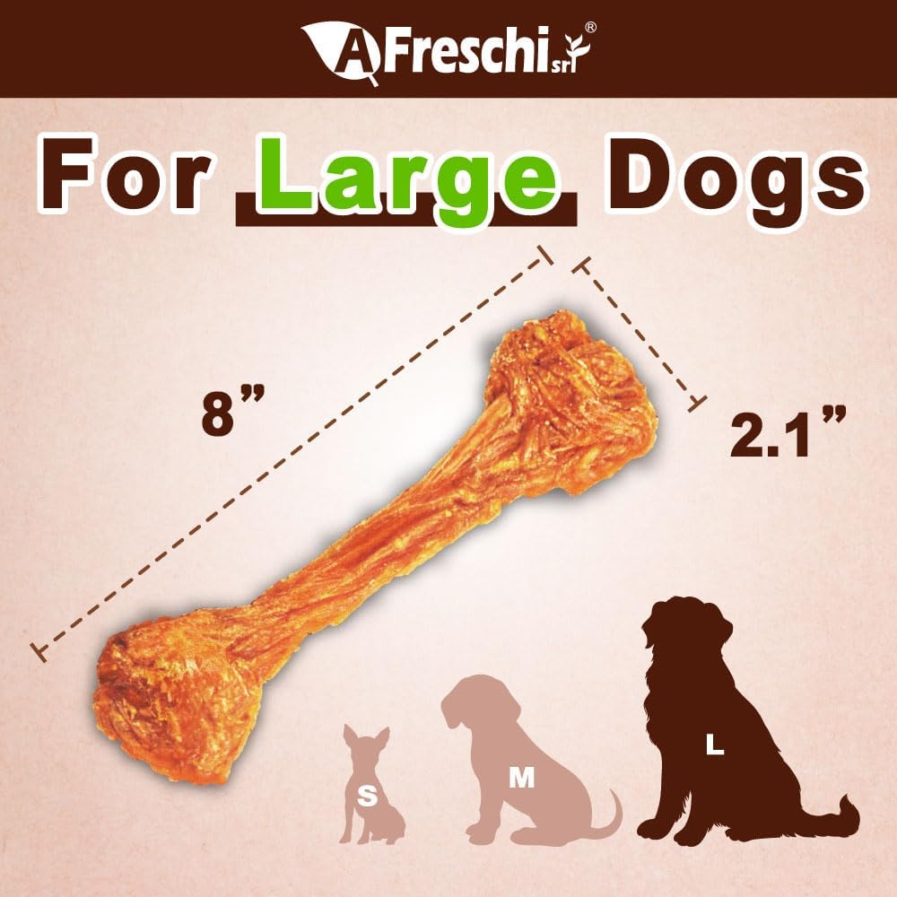 Afreschi Natural Turkey Tendon Bone (L) 3.53 oz, USA-Sourced Turkey Tendon, All Natural Human Grade Dog Chew, Hypoallergenic, Rawhide Alternative, Dog Treats for Large Breeds