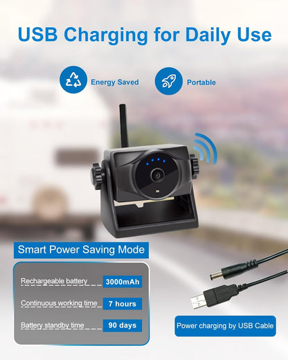 1080P Magnetic Wireless Backup Camera, 90 Days Standby Rechargeable Battery, Waterproof Rear/Front View Camera for Hitching Boat Trailer Horse Pickup RV Car for iPhone iPad Android