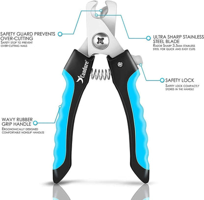 Candure Dog Nail Clippers and Trimmer with Safety Guard to Avoid Over-Cutting Toe Nails Professional Grooming Pet Nail Clipper with Nail File for Small Medium-Large Breeds