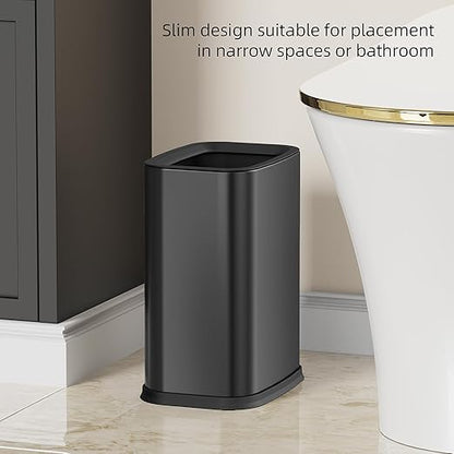 2.6 Gal Black Bathroom Trash Can, Metal Waste Baskets
