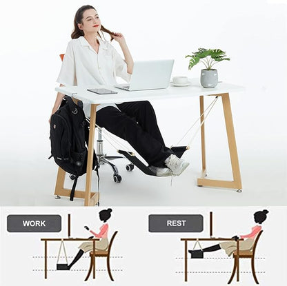 DMcore Canvas Foot Rest Hammock, Adjustable Mini Foot Rest Stand Under Desk Home Office … (Black)