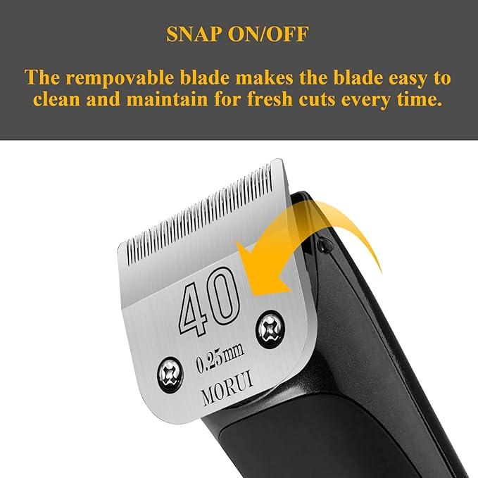 40 Cut Length 1/100"(0.25mm) Detachable Pet Dog Clipper Blades UltraEdge Series Clipper Blades for Dog Grooming Compatible with Most Andis,Oster A5 Wahl KM Series Clippers