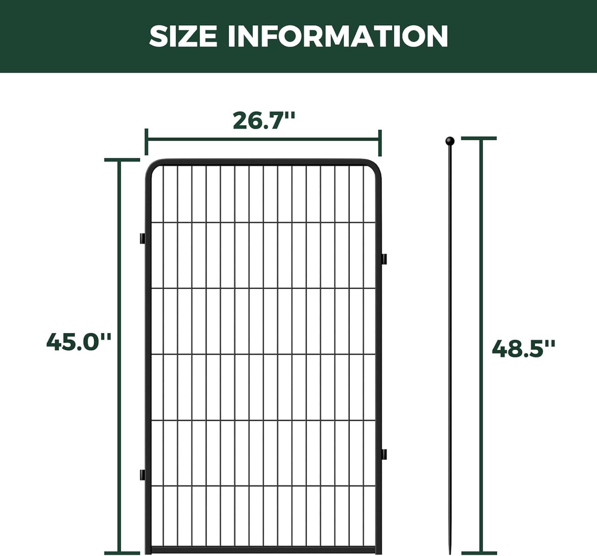 FXW Rollick Unleashed Dog Playpen for Indoor, Yard, RV Camping, 45 inch 4 Panels for Large Dogs, Black│Patented