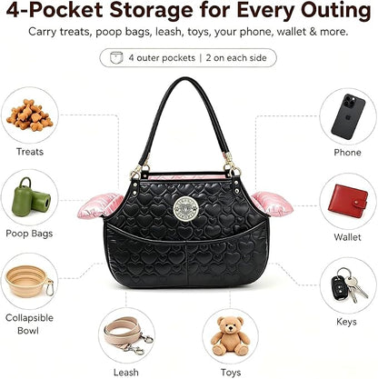 Dog Carriers for Small Dogs, Fashionable Design Puppy Purse - Waterproof and Scratch-Resistant, Soft Fur Pad, Pet Carrying Bag for Daily Use and City Walk and Travel