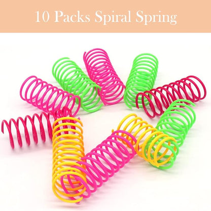 LASOCUHOO Cat Toys, 30 Packs Interactive Cat Toy Pack Including Cat Crinkle Balls, Cat Sparkle Balls, Spiral Springs for Most Cats
