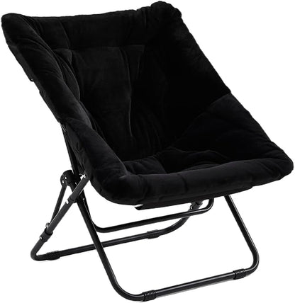 Givjoy Comfy Folded Chair, Soft Faux Fur Oversized Folding Chair, Flexible Lounge Lazy Chair for Kids Girls Teens Adults, Moon Chair for Dorm Rooms, Bedroom, Living Room