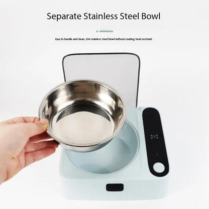 Automatic Pet Feeder with Motion-Sensor Activated Auto-Open Lid,Dustproof Stainless Steel Feeding Bowl Station for Cats and Small Dogs, Maintains Pet Food Freshness for Longer Time