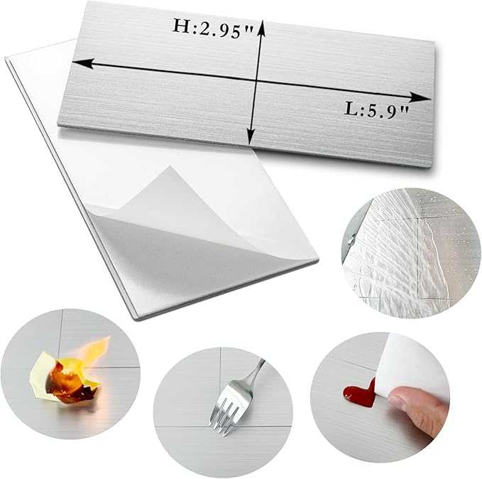 AULIGET 100-Piece Peel and Stick Backsplash Metal Tile, Laundry Room
