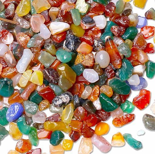 YATOJUZI Colorful Agate 1LB Aquarium Gravel Rocks Mix-color Bulk Wholesale Tumbled Crystals Stone Chips Crushed Reiki Energy Balancing Gemstones For Planter Vase Filler Fountain Fish Tank Potted Decor