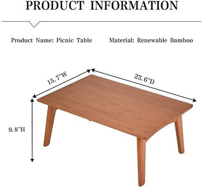 Kuabner Folding Floor Table Low Coffee Table for Sitting On The Floor Japanese Floor Table No Assembly Tatami FoldableTable for Living Room Home Office (Walnut, Small)