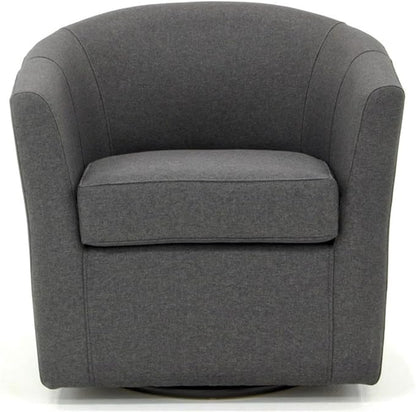 Pemberly Row 19" H Traditional Fabric Swivel Club Chair in Dark Gray