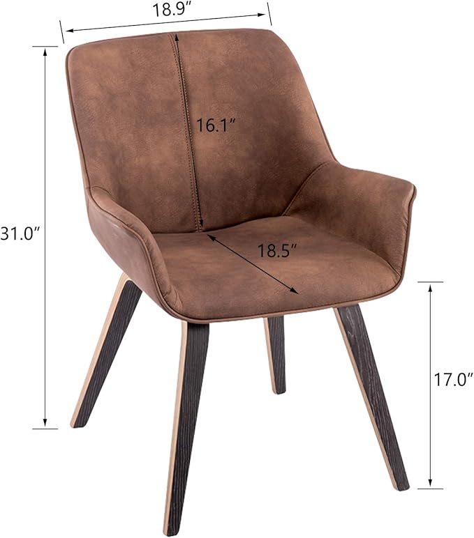 Brown Oak Living Room Chairs Upholstered Accent Chairs Set of 4 (Brown, 4)