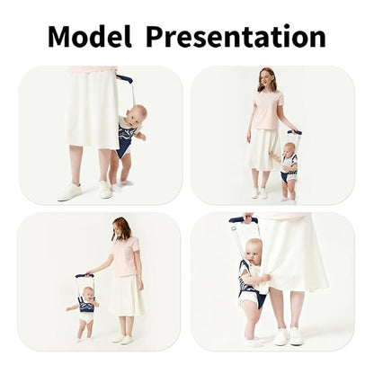 Baby Walking Harness - Handheld Toddler Walker Helper with Detachable Crotch, Adjustable Traction Strap, Breathable Fabric, Infant Walking Assistant Belt with for 9-24 Months (Blue)