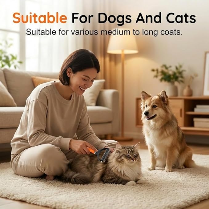 2026 Upgrade Double-Sided Pet Grooming Tool, Professional Pet Detangling Comb Removes Tangles Knots and Loose Fur, Gentle Deshedding Dog Cat Brush for Long Thick Hair (Green)