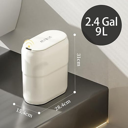 Slim Motion Sensor Trash Can for Bathroom, Automatic Compact Touchless Garbage