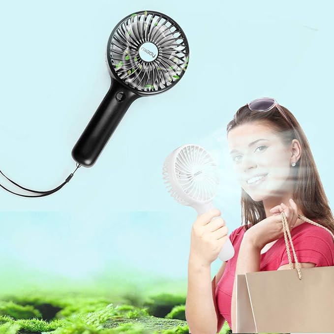 Miady 2-Pack Upgraded 5000mAh Portable Handheld Fan 3 Speed Mini USB Strong