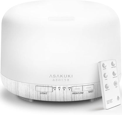 ASAKUKI Essential Oil Diffuser 500ml, Ultrasonic Aromatherapy Humidifier