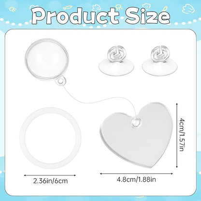 Betta Fish Exercise Ring and Betta Mirror Set, Heart Floating Exercise Mirrors, Betta Ring Enrichment Toys, Betta Fish Toys for Fish Tank, Betta Tank, Aquarium Accessories