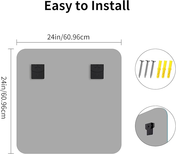 CILIBER Frameless Mirror, 24x24 Beveled Bathroom Mirrors