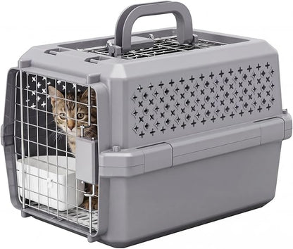 RIZZARI Portable Cat Carrier for Small Cats & Dogs:Secure Hard-Sided Pet Carrier with Ventilation - Metal Door & Carry Handle for Travel - Vet Visits & Daily Use