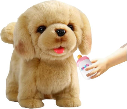 CU-MATE Plush Interactive Simulation Dog-Realistic Puppy Electronic Toy Dog Cat with Walking/Barking/Wagging Tail/Talking-Like Real Robotic Present (Electric Golden Retriever)