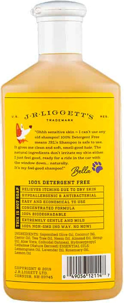 JR Liggett’s Natural Liquid Dog Shampoo for Sensitive Skin - 100% Detergent-Free, Non-GMO, Tear-Free Formula Gently Calms Dry, Itchy Skin - Safe for Puppies and for Regular Use - 8.45 fl oz