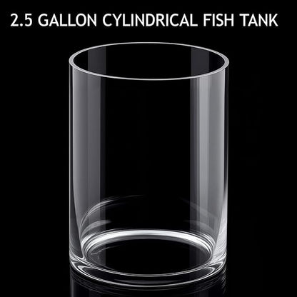 Maxdot 2.5 Gallon Cylindrical Glass Fish Tank Solid Base, 360° Full View Desktop Aquarium Starter, Easy to Maintain Small Microfauna for Betta Snails Shrimp Aquatic Planting and Small Plant Terrarium