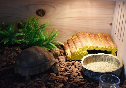 OMEM Reptile Natural Bowl Food and Water Dish Resin Made (Tree bark)