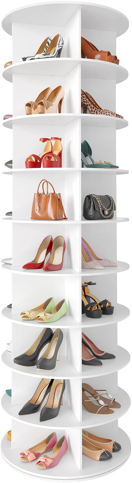 SpaceAid 9 Tier Rotating Shoe Rack Tower, Spinning Shoe Display Lazy Susan