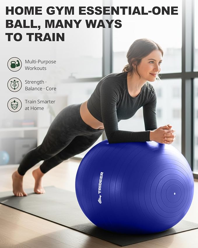 Trideer Exercise Ball for Yoga, Pilates & Fitness – Stability Ball Equipment