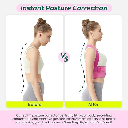 Posture Corrector for Women - Lightweight and Breathable Back Brace for Pain Relief, Rounded Shoulders and Hunchback, Compact & Portable with Fashionable Design, Invisible Under Clothes Blue M