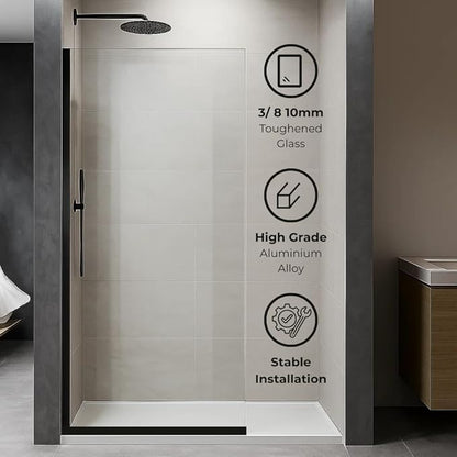 Yana Frameless Shower Door Screen, Fixed Shower Door Panels 3/8" Thick Tempered