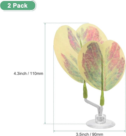 M METERXITY 2-Pack Betta Fish Leaf Pad, Hammock Plant Leaf Pad, Realistic Resting Fish Rest Bed for Fish Tank Decorations/Aquarium Accessories/Breeding [Pink Gradient, Heart-Shaped]