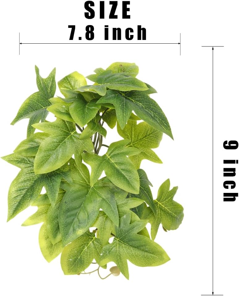 Reptile Plants for Terrarium, Amphibian Habitat Decor Artificial Hanging Plants with Suction Cup - Fake Sweet Potato Vine