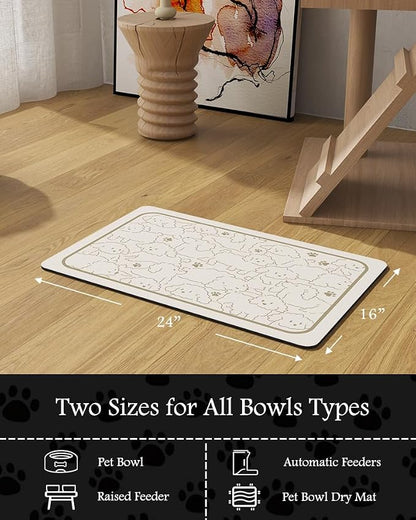 Pet Feeding Mat-Absorbent Dog Mat for Food and Water Bowl-No Stains Quick Dry Water Dispenser Mat-Dog Accessories Pet Supplies-Bowl for Messy Drinkers（FRAMEDOGS,16"x24"