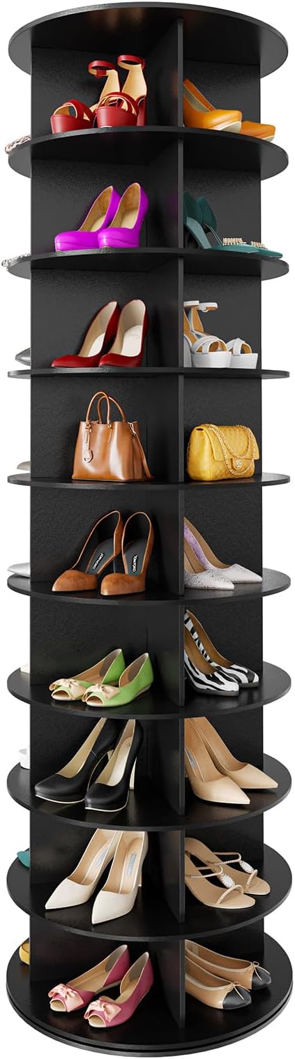 SpaceAid 9 Tier Rotating Shoe Rack Tower, Spinning Shoe Display Lazy Susan