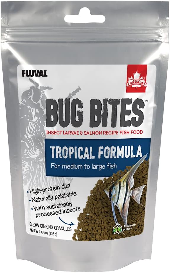 Fluval Bug Bites Tropical Fish Large Granules 4.4 oz, A6579, Brown