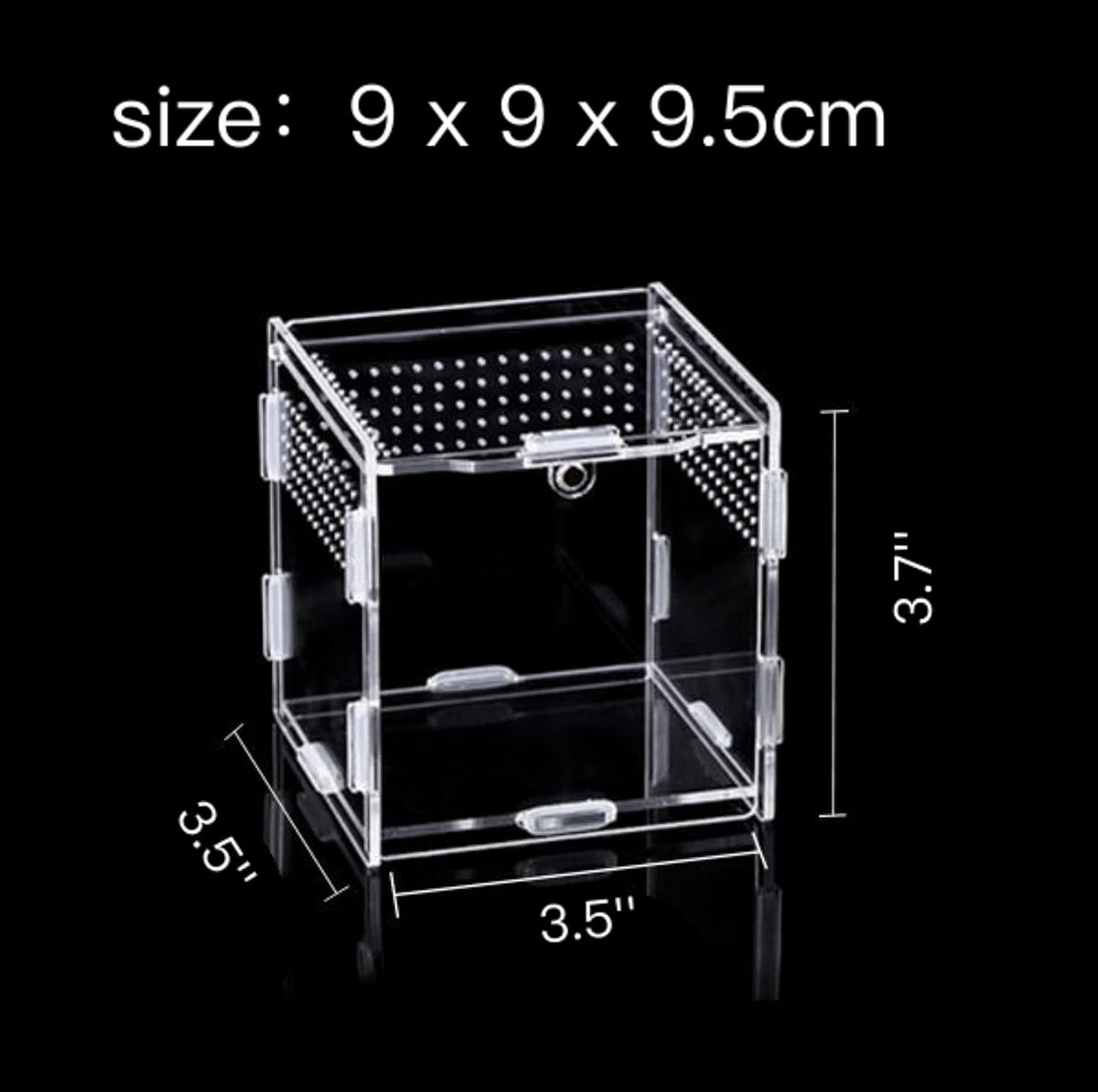 Magnetic Acrylic Case, micro habitat small Tarantula Enclosure enclosure for arboreal Tarantula Scorpion Sling Lizards Mantis Snake Gecko jumping spider snail Insect Isopods (3.5*3.5*3.7inch)