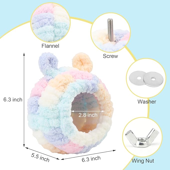 Wontee Bird Nest Bed Breeding House Winter Warm Snuggle Hut for Budgies Parakeets Cockatiels Lovebirds Canaries (Multi-Colored)