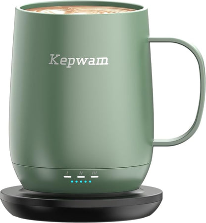 Kepwam Self Heating Coffee Mug T2, 16oz Smart Heated Coffee Mug, 150 Min