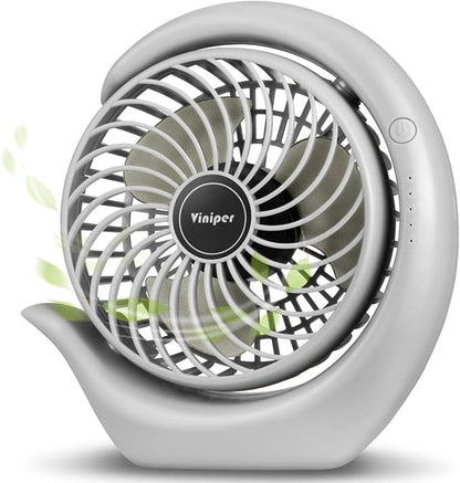 Viniper Portable Rechargeable Fan, Small Desk Fan : 3 Speeds & about 8-24 Hours