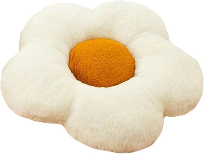 YILANLAN Cute Flower Cushion Plush Floor Pillow Casual Comfortable Pillow Office Living Room Bed Decoration Cushion Simple Room Decoration (50cm, Khaki)